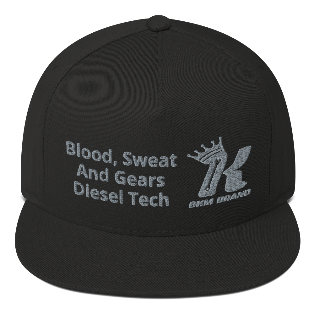 (Blood Sweat & Gears) Flat Bill Cap