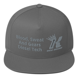 (Blood Sweat & Gears) Flat Bill Cap